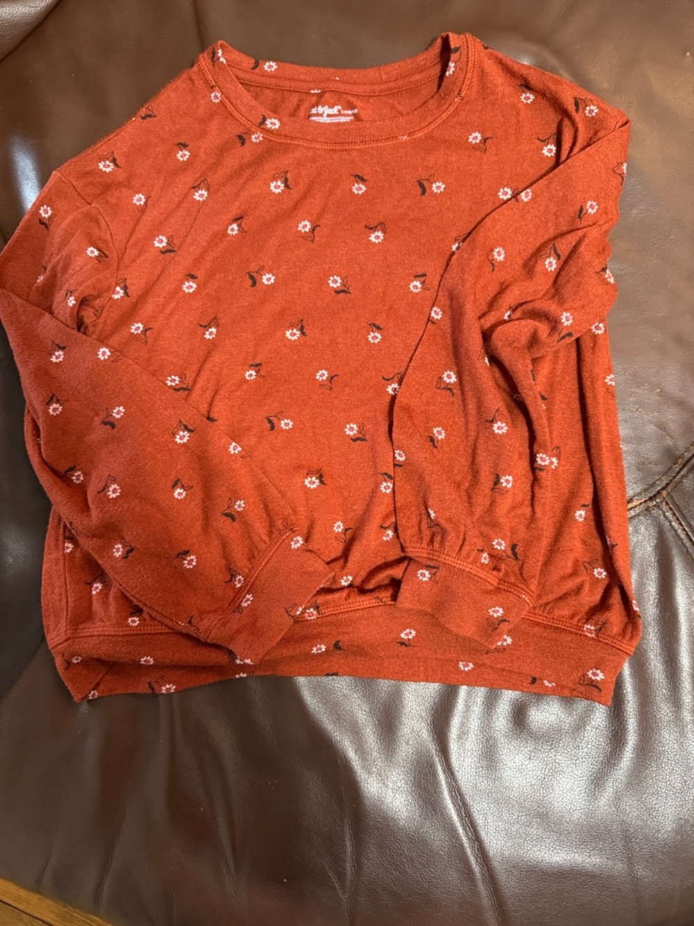 Cat & Jack Rust Orange Floral long sleeveTee and crop top.